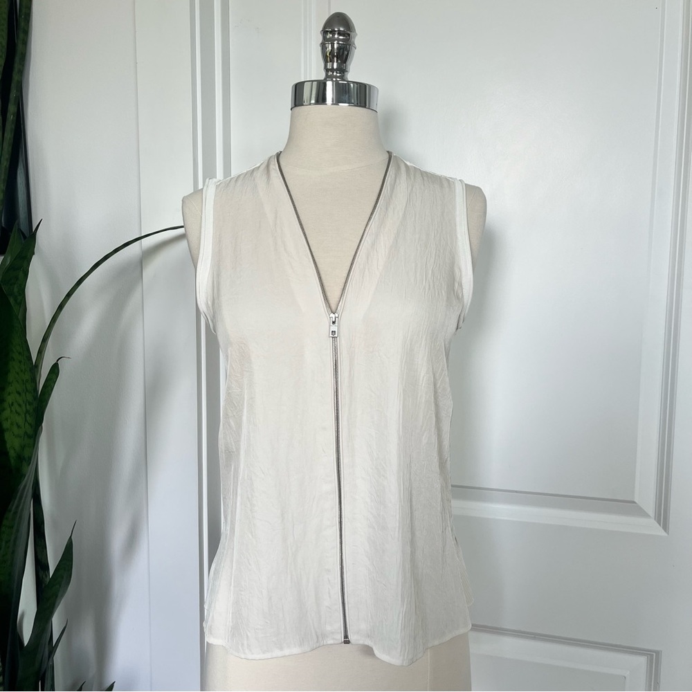 Rag & Bone Zip Front Knit Back Sleeveless Top